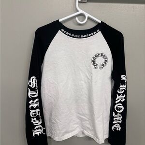 Chrome Hearts Black & White Logo Raglan Long Sleeve Tee